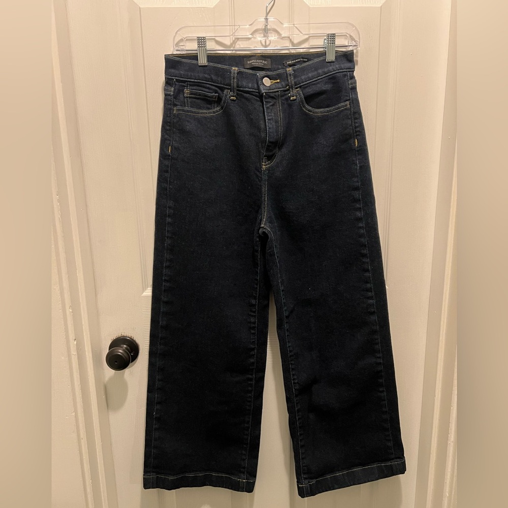 Banana Republic Premium high rise wide leg Denim crop Jeans